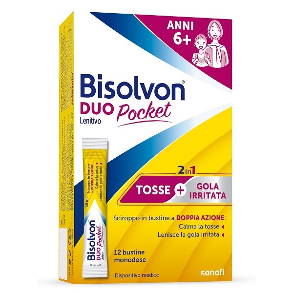 Bisolvon Duo Pocket Lenitivo per Tosse e Gola Irritata 12 Bustine