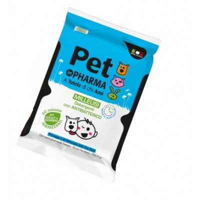 Pet In Pharma Salviette Milleusi Con Antibatterico pH Naturale 20 Pezzi