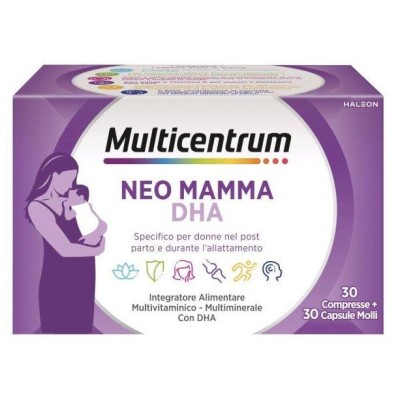 Multicentrum Neo Mamma DHA Vitamina B C D3 Acido folico 30 Compresse + 30 Capsule Molli