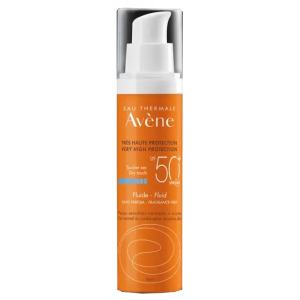 Avène Eau Thermale Fluide SPF 50+ Protezione Solare per Pelle Sensibile 50 ml