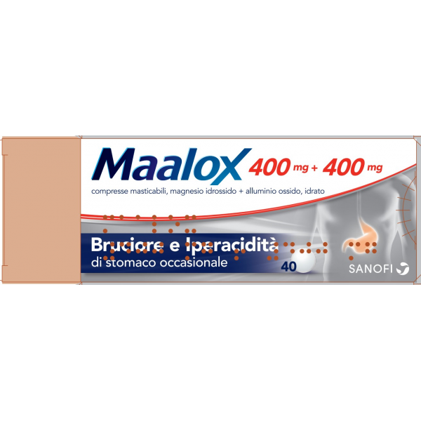 Maalox Soluzione Antiacida per Bruciore e Iperacidità 40 Compresse Masticabili