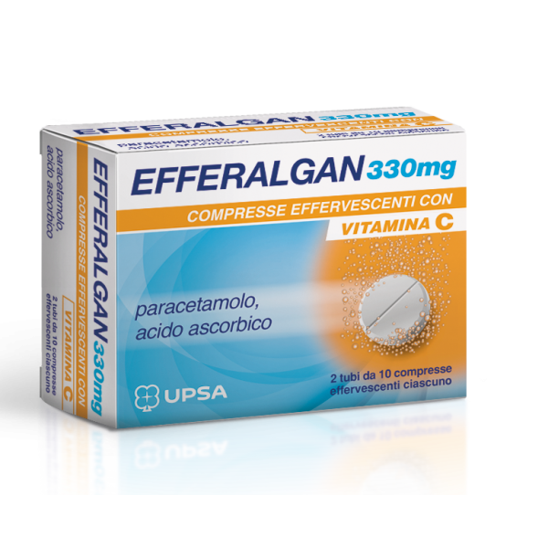 Efferalgan 330 mg Compresse Effervescenti con Vitamina C Sollievo per Dolore e Febbre 20 compresse