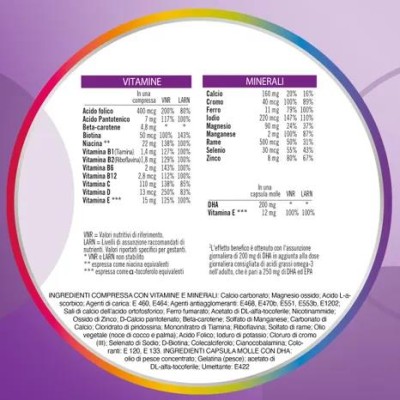 Multicentrum Neo Mamma DHA Vitamina B C D3 Acido folico 30 Compresse + 30 Capsule Molli