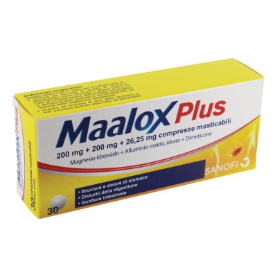 Maalox Plus 30 Compresse Masticabili 200mg + 200mg + 25mg