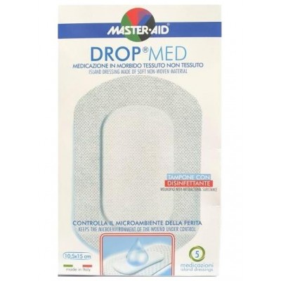 Master Aid Dropmed Medicazione Autoadesiva Dermoattiva Ipoallergenica Aerata 10,5 X 15cm 5 Pezzi