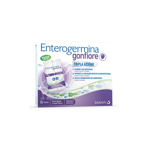 ENTEROGERMINA GONFIORE 10 BUSTINE ( 10 bustine bipartite )