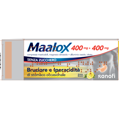 Maalox 400 mg + 400 mgi Senza Zucchero 30 Compresse Masticabil