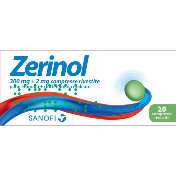 SANOFI Srl Zerinol 20 Compresse Rivestite 300mg + 2mg Influenza e Raffreddore