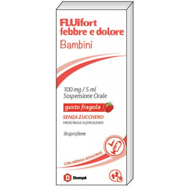 Fluifort Febbre e Dolore Bambini 100 mg/5 ml Gusto Fragola 150 ml Senza Zucchero