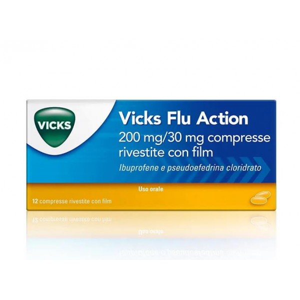 Procter & Gamble Vicks Flu Action Compresse Raffreddore e Influenza 200mg + 30mg