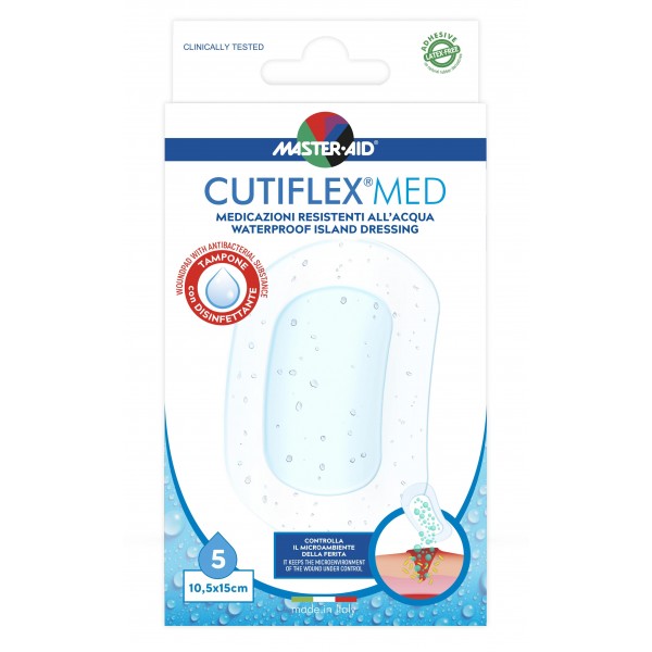 Medicazione autoadesiva trasparente impermeabile master-aid cutiflex 10,5x15cm 5 pezzi