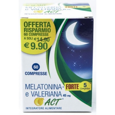 Melatonina Act + Forte 5 Complex e Valeriana 60 Compresse