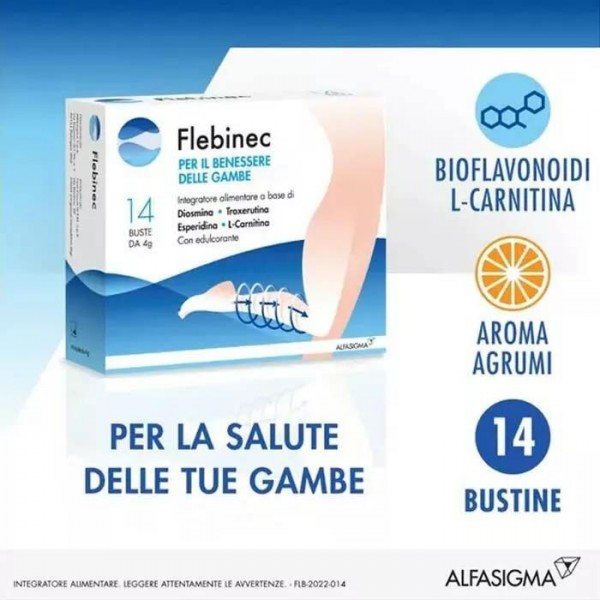 Flebinec Integratore Tono Venoso Drenaggio Linfatico 14 Bustine