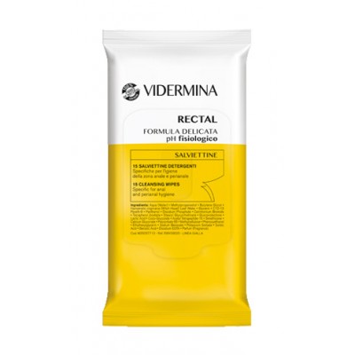 Vidermina Rectal Salviette Detergenti Intime Zona Anale e Perianale 15 Pezzi